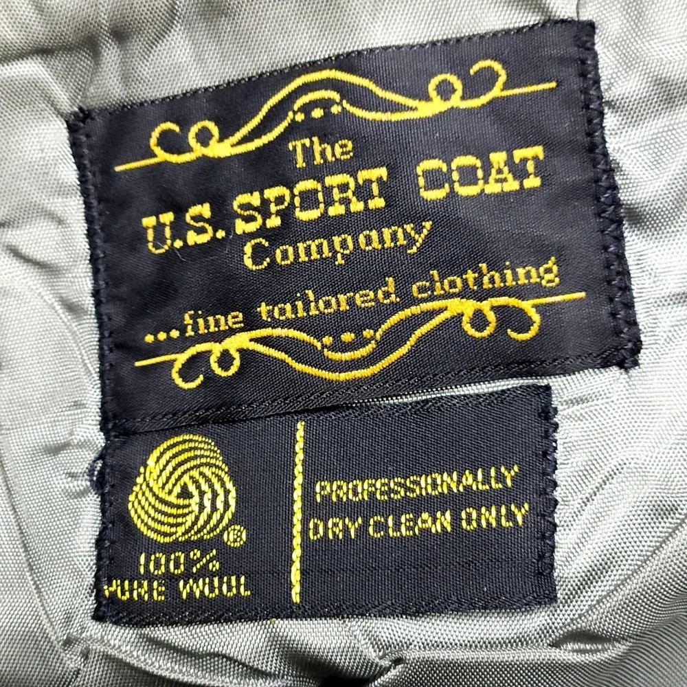 Vintage Herringbone Tailored US Sport Coat Co‎ 46R Wool Classic Heritage 80s USA
